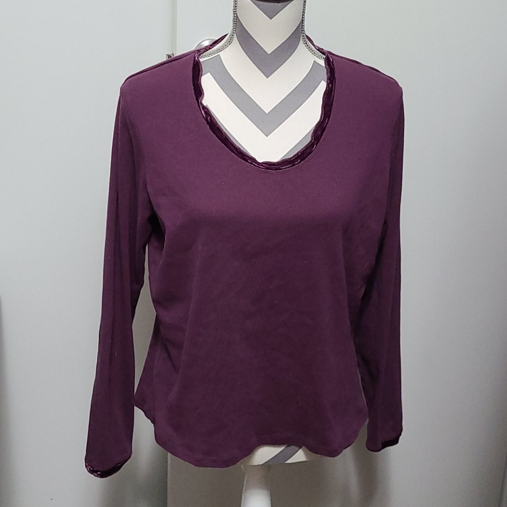 J. Jill Long Sleeve Tee in Deep Plum